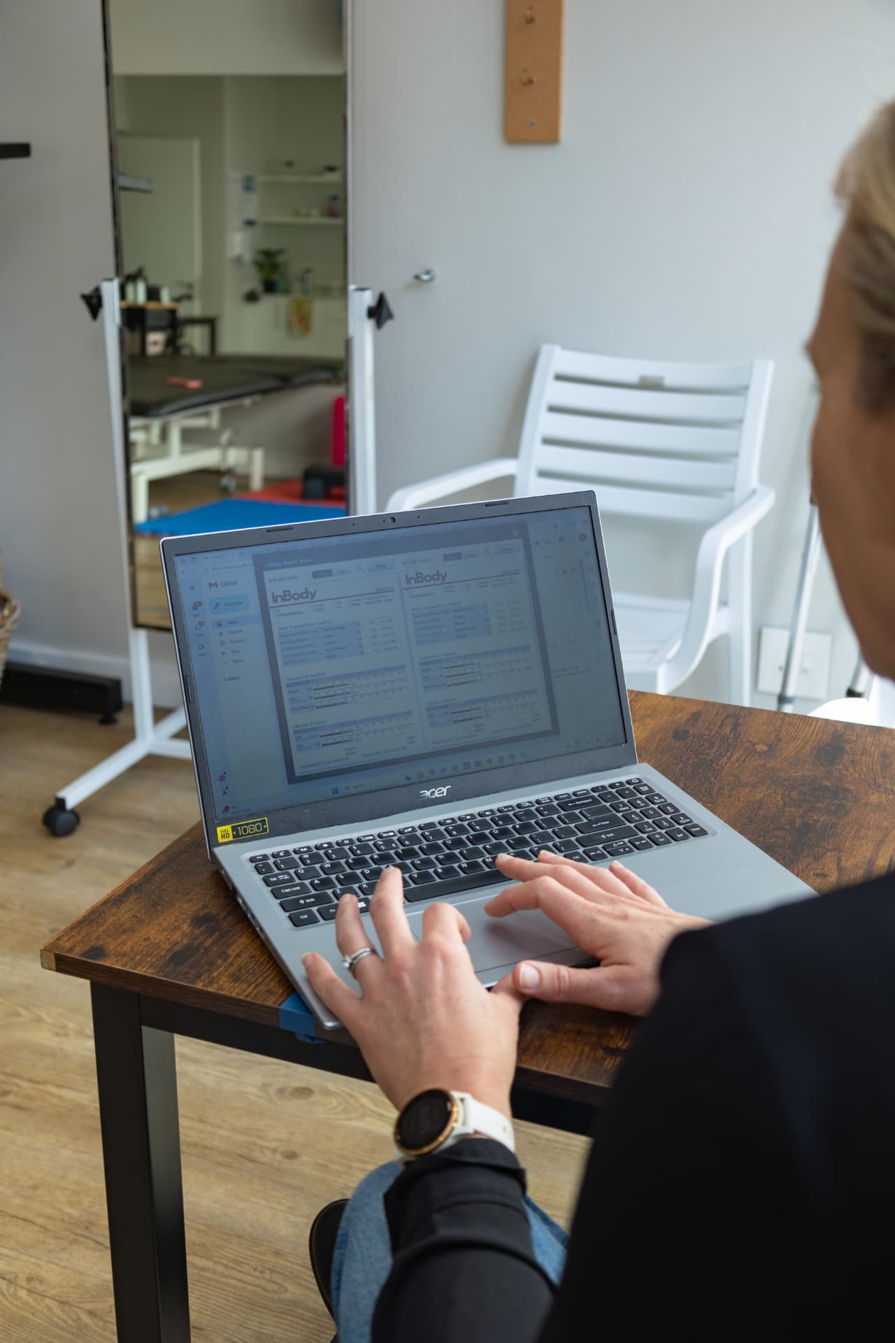 InBody body composition results report displayed on a laptop screen
